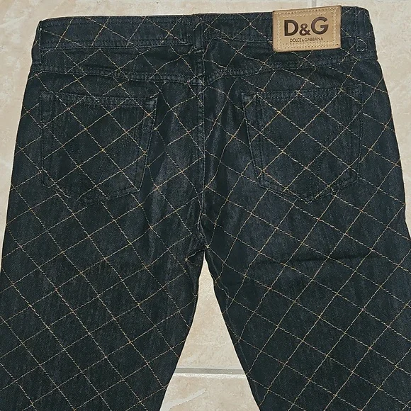 Dark Denim and Tan Stiching Patterned Pants - Picture 6 of 7